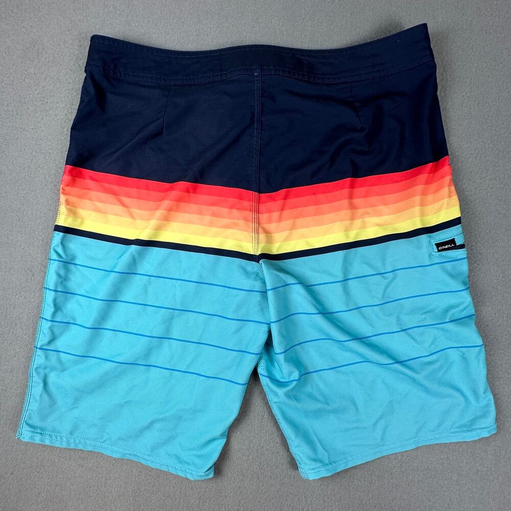 O’Neill Hyperfreak Boardshorts 34 Striped Surf Swim Trunks Stretch - Picture 6 of 6